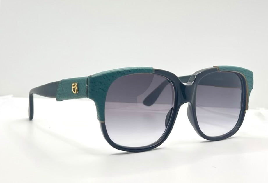 Vintage Emmanuelle Khanh 8980 RQ 16V Sunglasses – Green Ostrich Detail – France