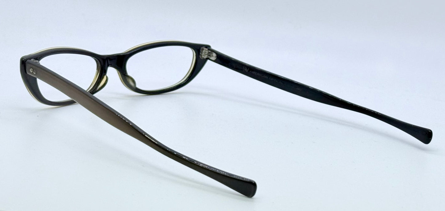 Vintage American Optical Cat-Eye Glasses-1950s/1960s Black & Brown Acetate Frame
