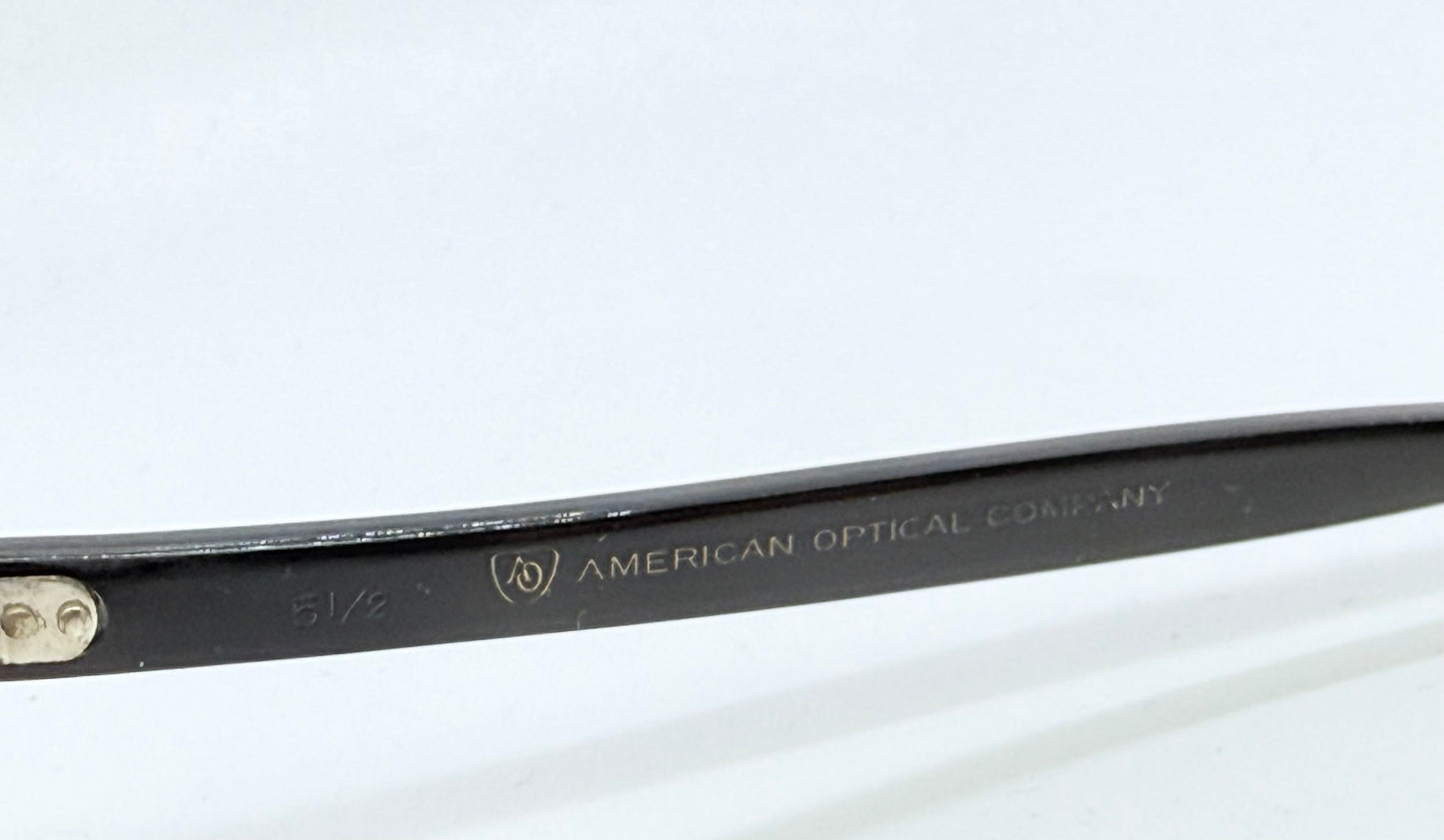 Vintage American Optical Cat-Eye Glasses-1950s/1960s Black & Brown Acetate Frame