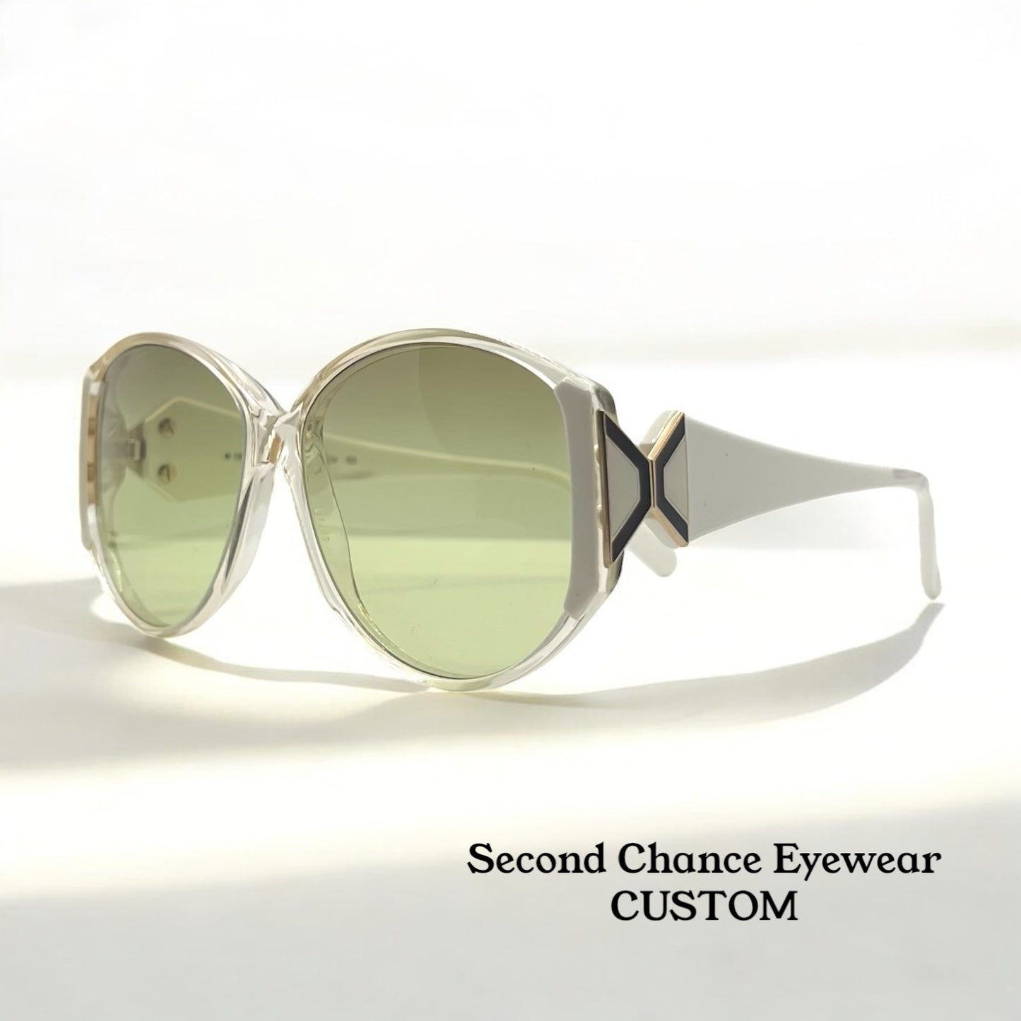 Silhouette M1192 White Crystal Vintage Sunglasses w/New Brown/Green Gradient Custom Lenses-Unworn