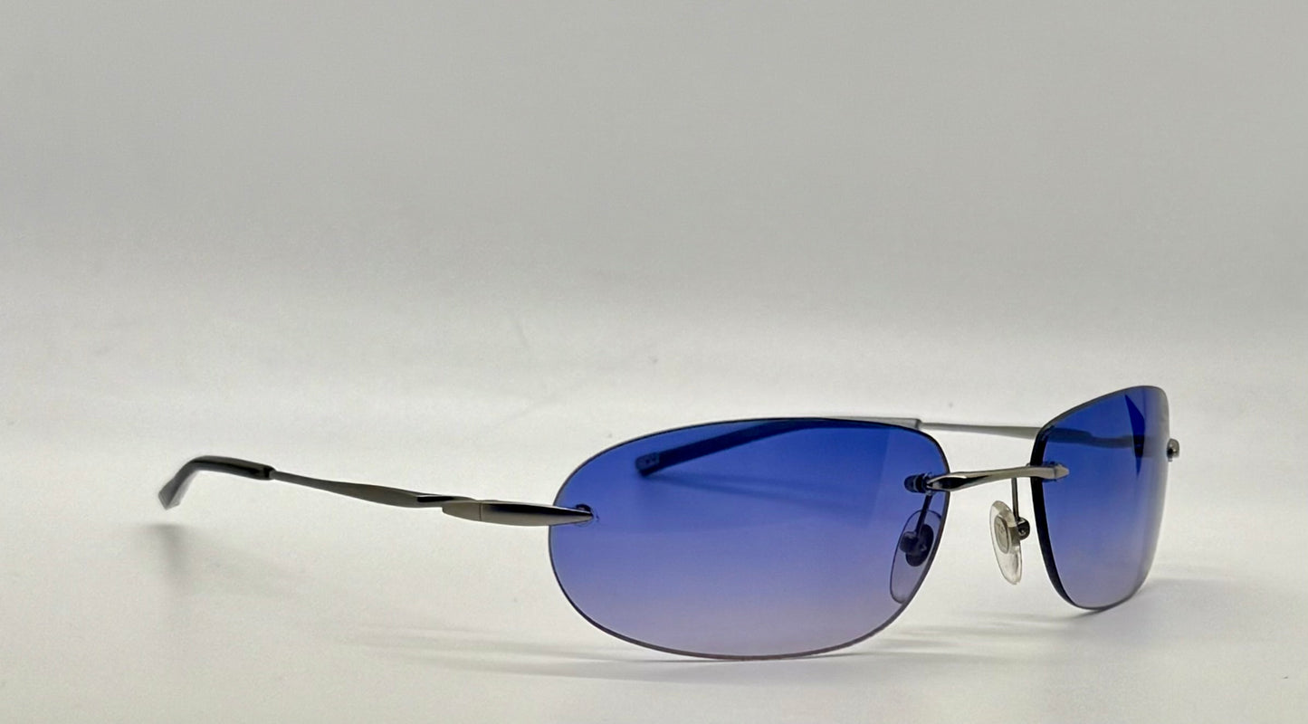 Tommy Bahama TB7/SA Sunglasses Rimless Shield Matte Silver Purple Y2K Deadstock
