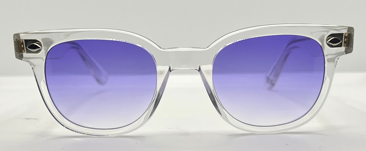Garrett Leight Canter CR Crystal Sunglasses w/New Violet Fade Custom Lenses-47mm-New/Unworn