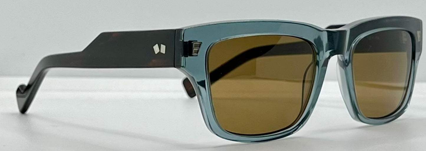 Entourage of 7 Runyon 10-49 Sunglasses-Made in Japan-Transparent Slate Blue/Tortoise-54mm-Full Kit