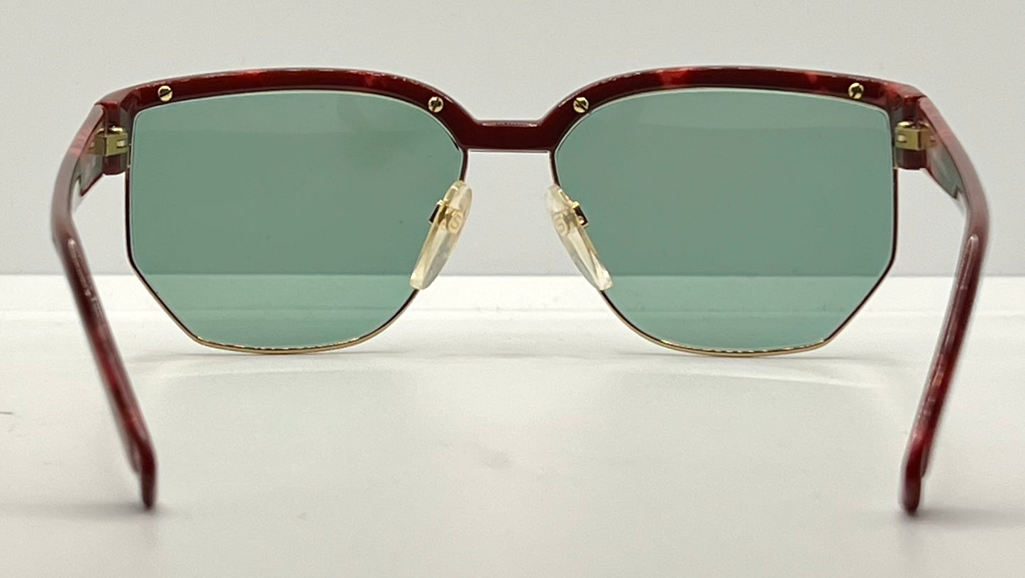 Silhouette M6067 V6053 VINTAGE Sunglasses-Red Tortoise w/New Green Custom Lenses