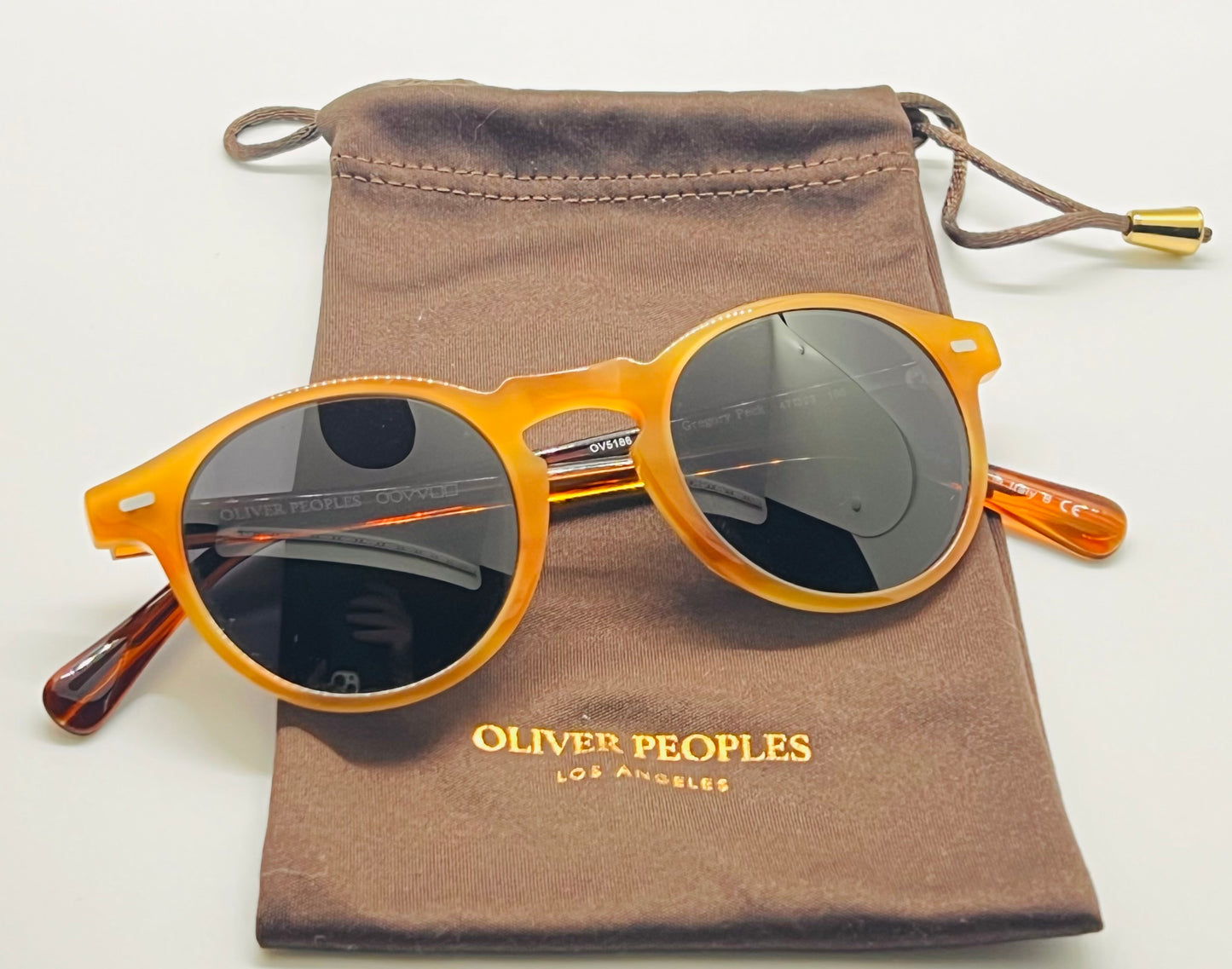 Rare Oliver Peoples Gregory Peck OV5186 Polarized Sunglasses with Honey Amber Two-Tone Frame