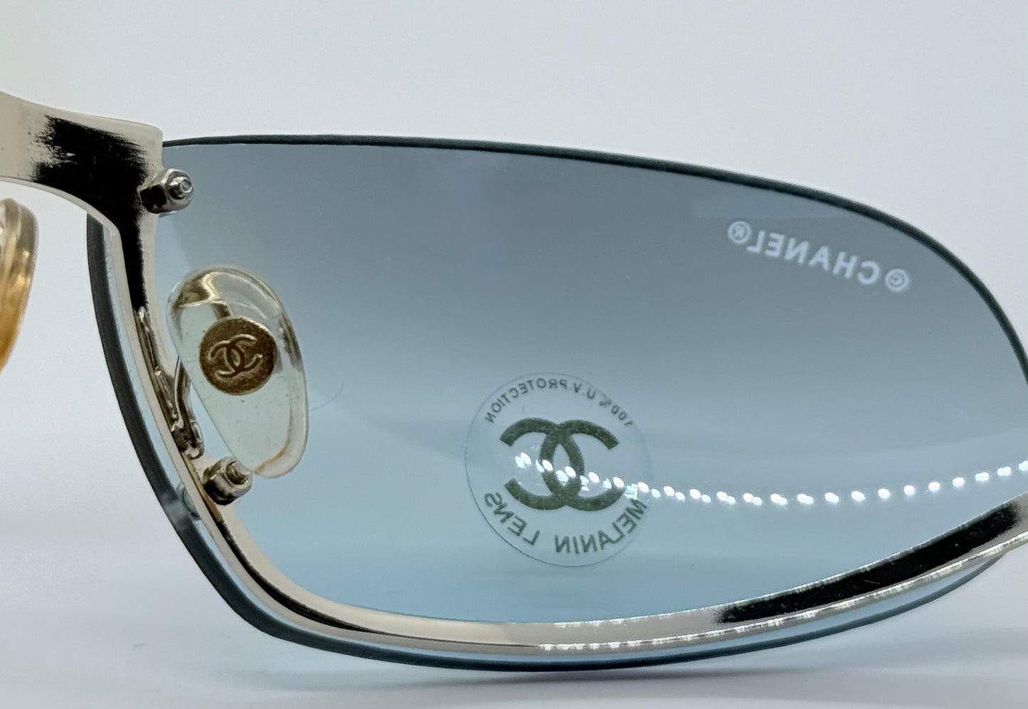 CHANEL C232-7H Rimless Shield Sunglasses Turquoise Melanin Lens-Deadstock