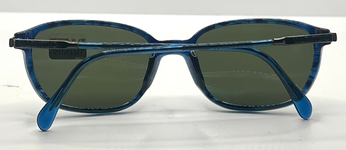 Valentino V708 649 – Sapphire Blue Vintage Sunglasses–NOS-Spring Hinges-Italy
