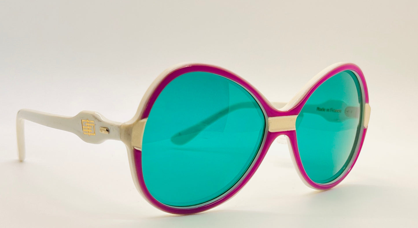 Vintage 1970s Emilio Pucci Sunglasses - Pearl White, Lavender Accents, Lagoon Green Lenses