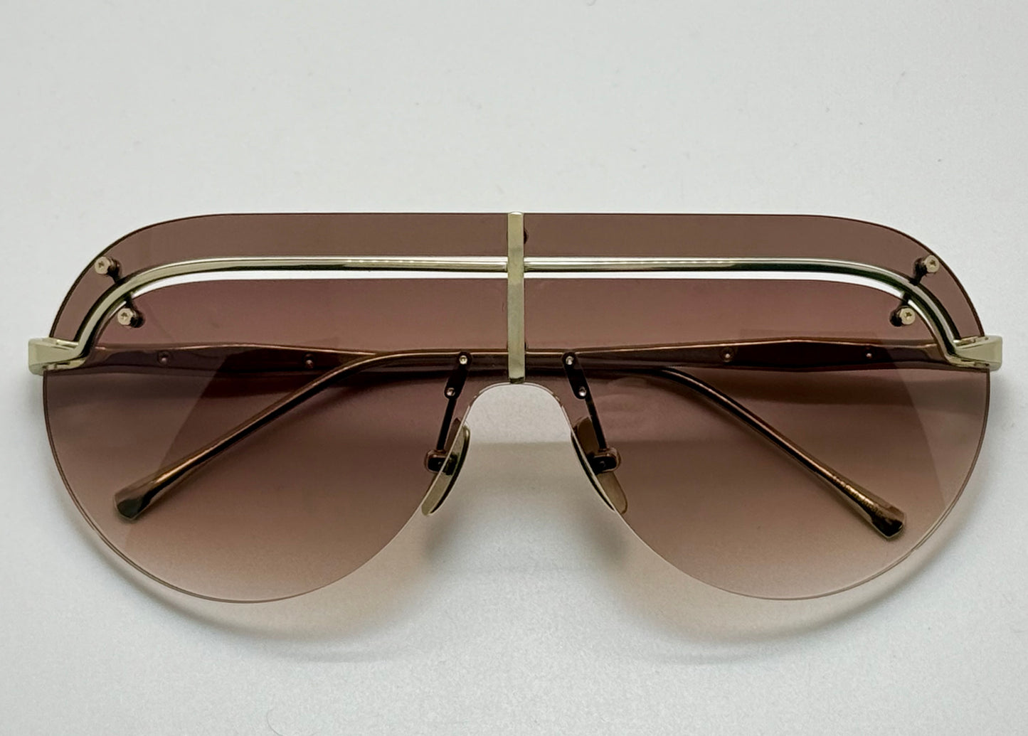 Philippe V N32 Titanium Shield Sunglasses | Made in Japan | Gradient Brown Lenses | Brand New