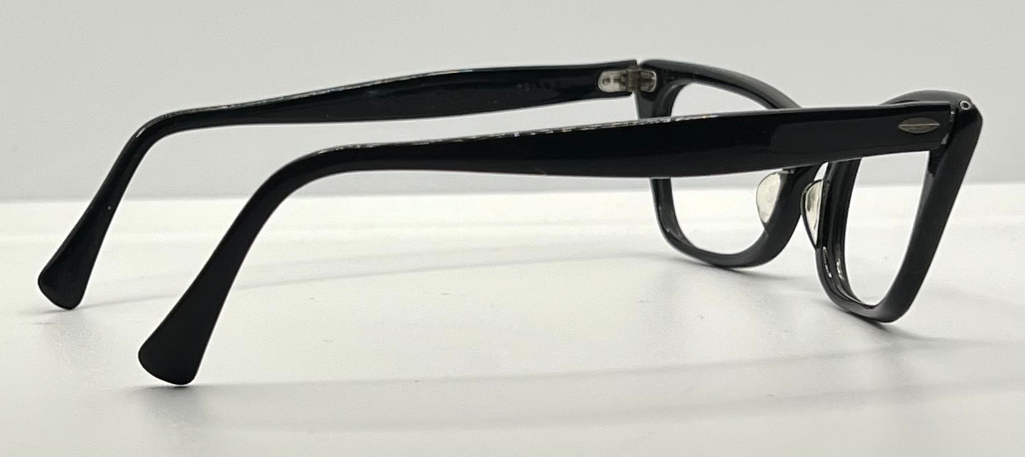 Vintage TITMUS USA “Siret” Cat-Eye Eyeglasses Black Rhinestone – Restored