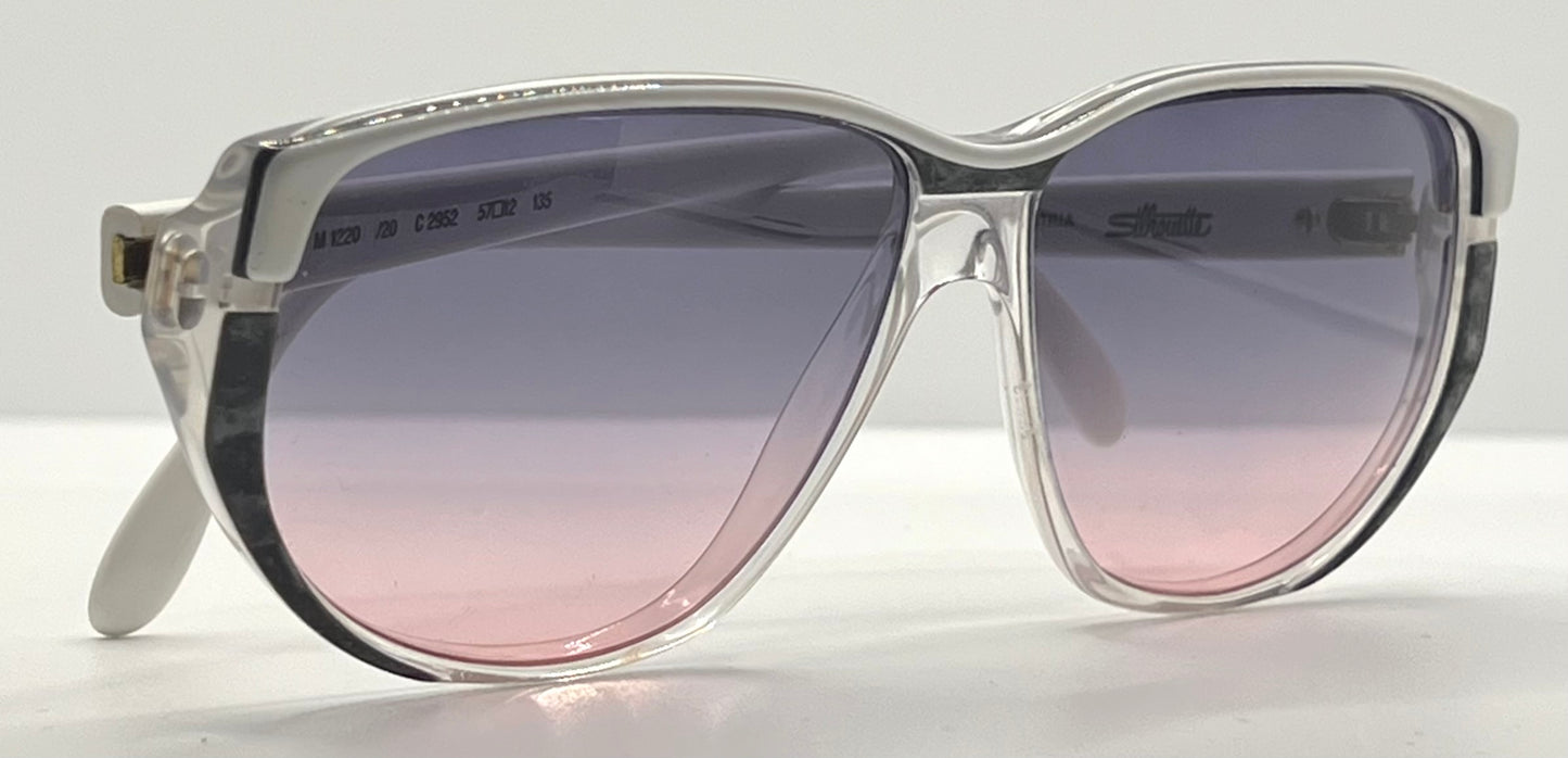 Silhouette M 1220 C 2952 Vintage White Sunglasses w/New Grey to Rose Gradient Custom Lenses-57mm-Austria