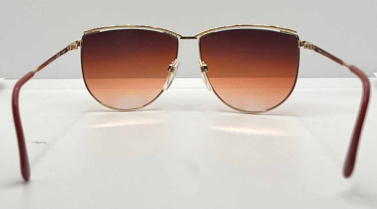 Silhouette M6078 V6051 Vintage Sunglasses Gold/Red w/New Gradient Custom Lenses-57mm-NOS
