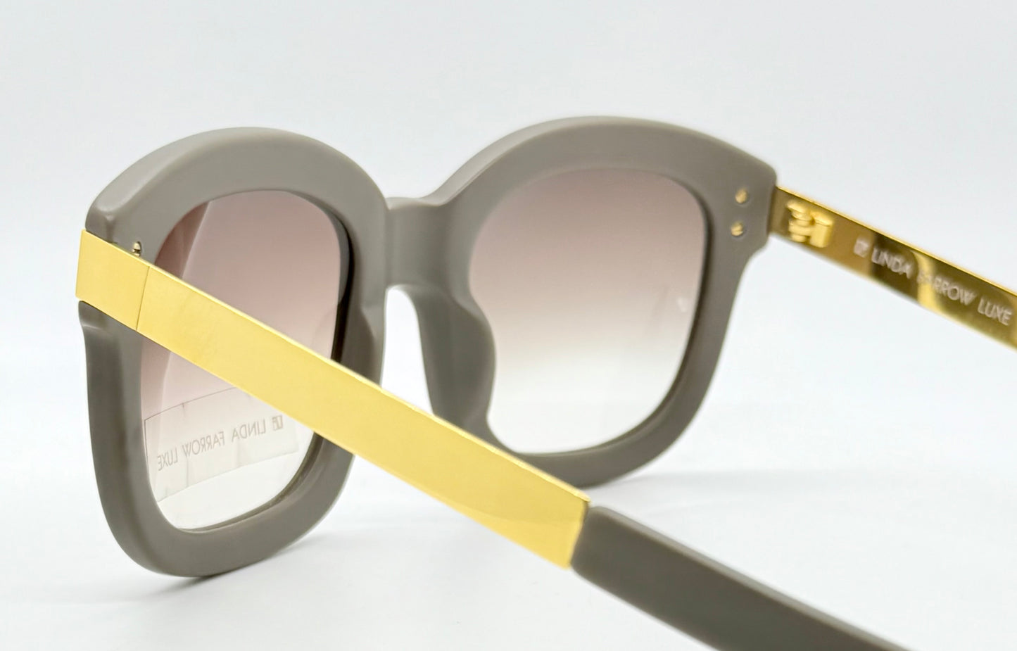 Linda Farrow Luxe LFL/1/6 Grey Gold Oversized Sunglasses Japan Deadstock Kit