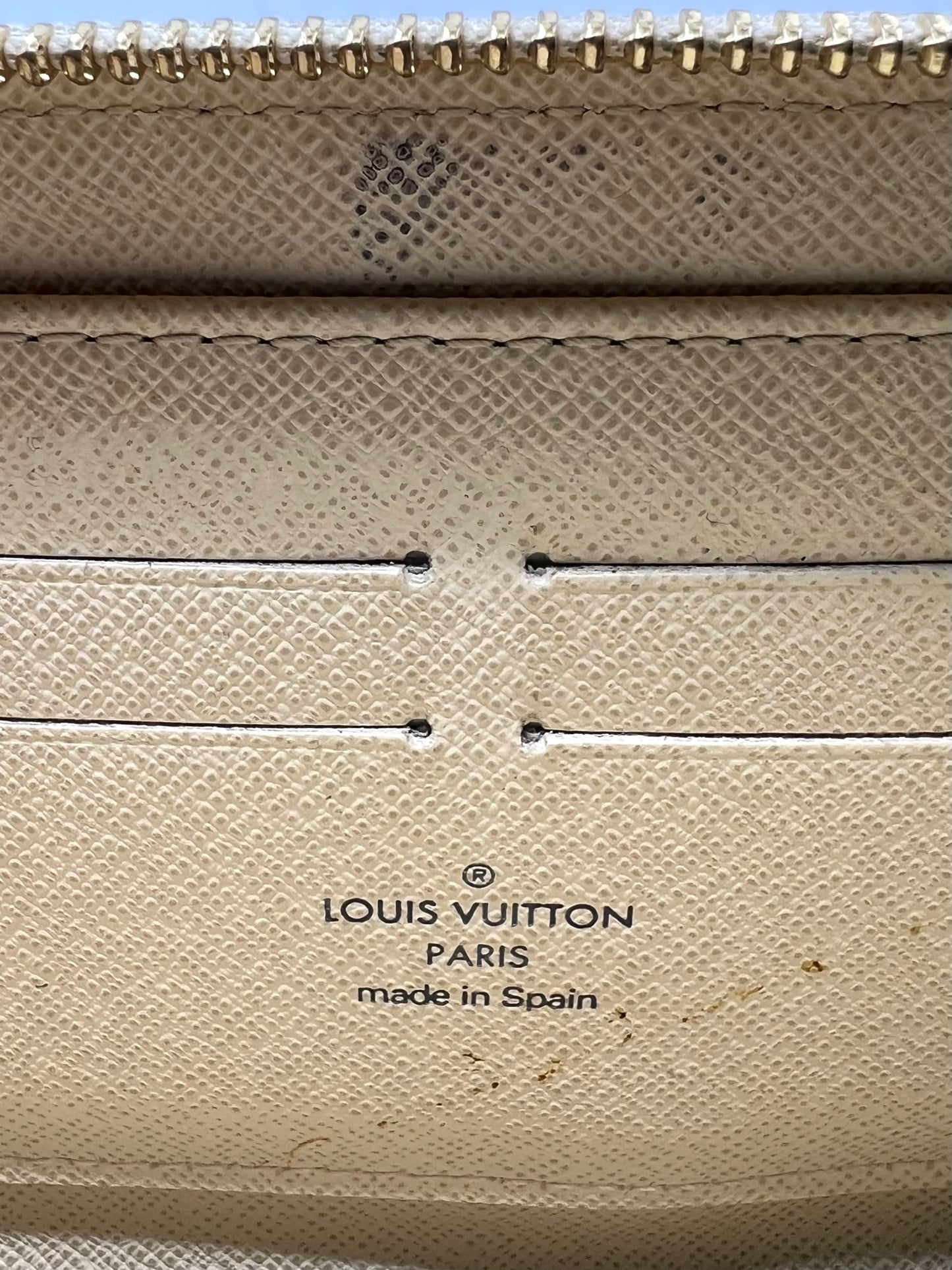Louis Vuitton Damier Azur Long Zip Wallet Zippy Authentic Made in Spain