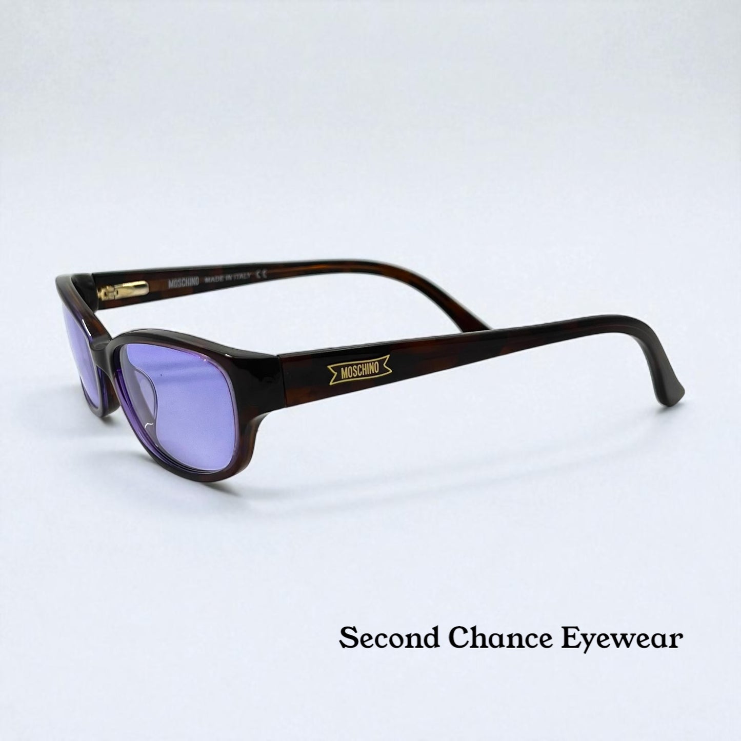 Moschino MO096-04 Vintage Sunglasses w/New Solid Purple Custom Tinted Lenses-Full Kit-Italy