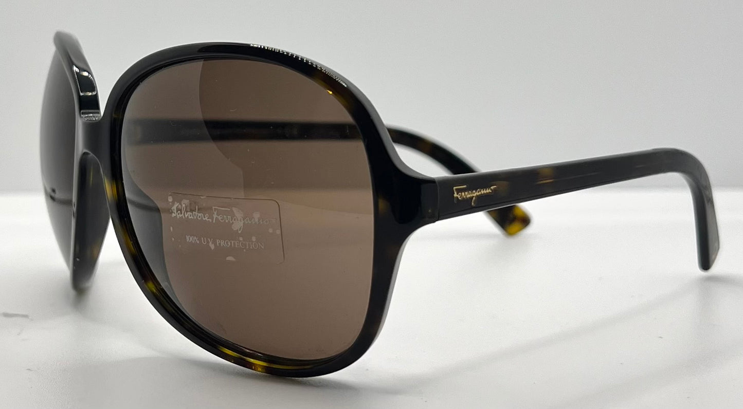 Salvatore Ferragamo 2178 102/73 Tortoise Brown 63mm Sunglasses Italy NOS