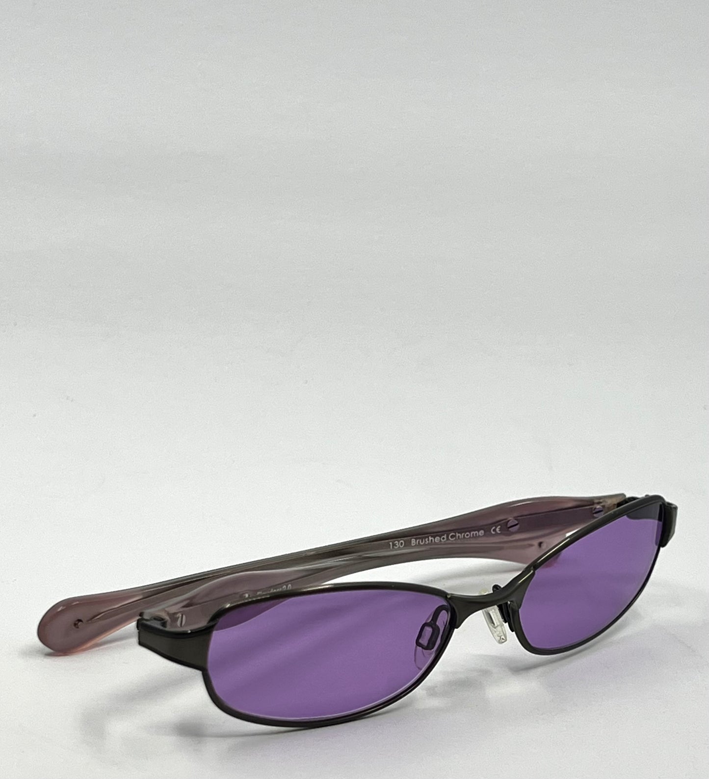 Oakley Flawless 2.0 Brushed Chrome Vintage Sunglasses w/New Solid Purple Custom Tinted Lenses