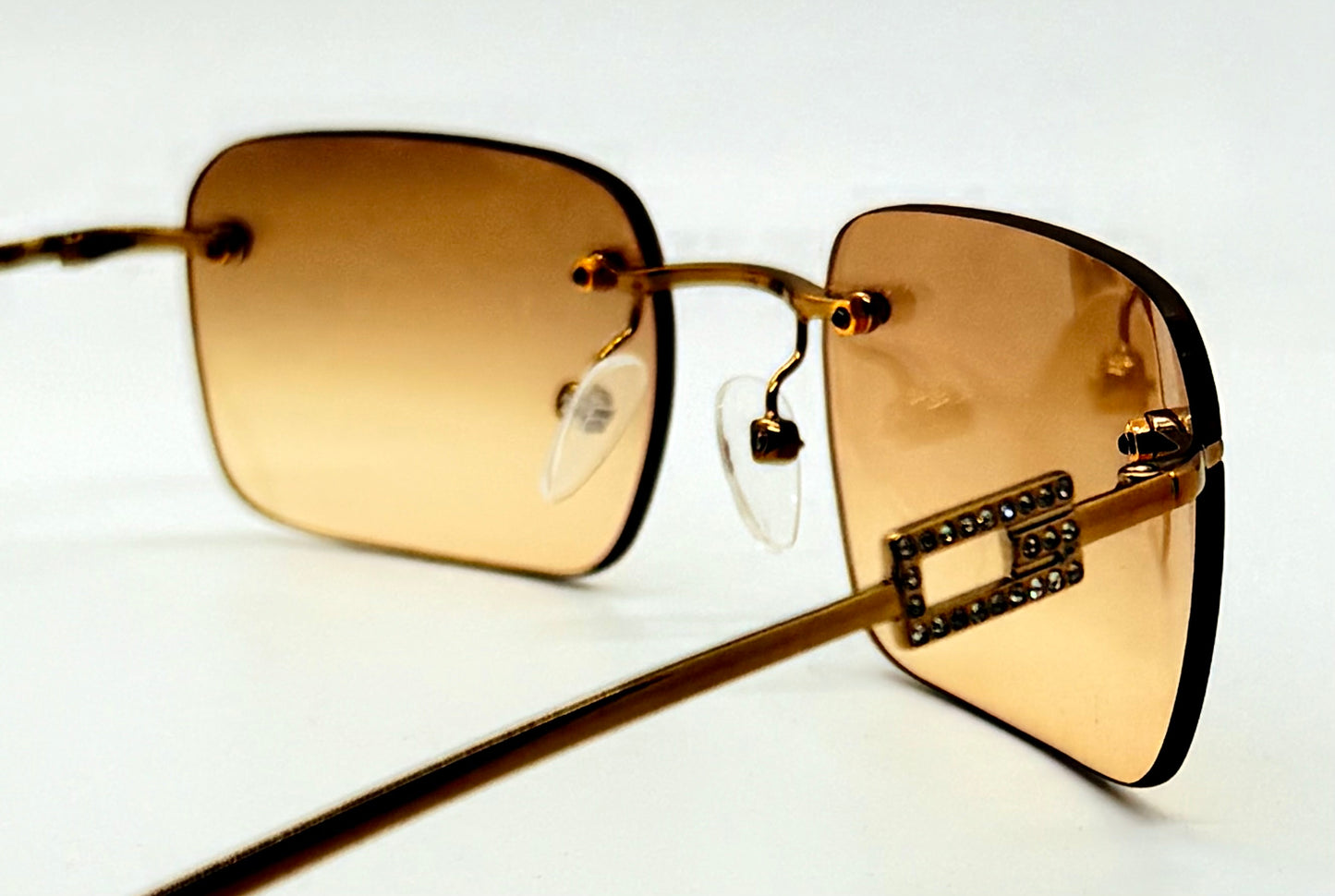 Gucci GG1777/S Strass Rimless Shield Sunglasses Gold/Brown 51mm-VINTAGE/UNWORN