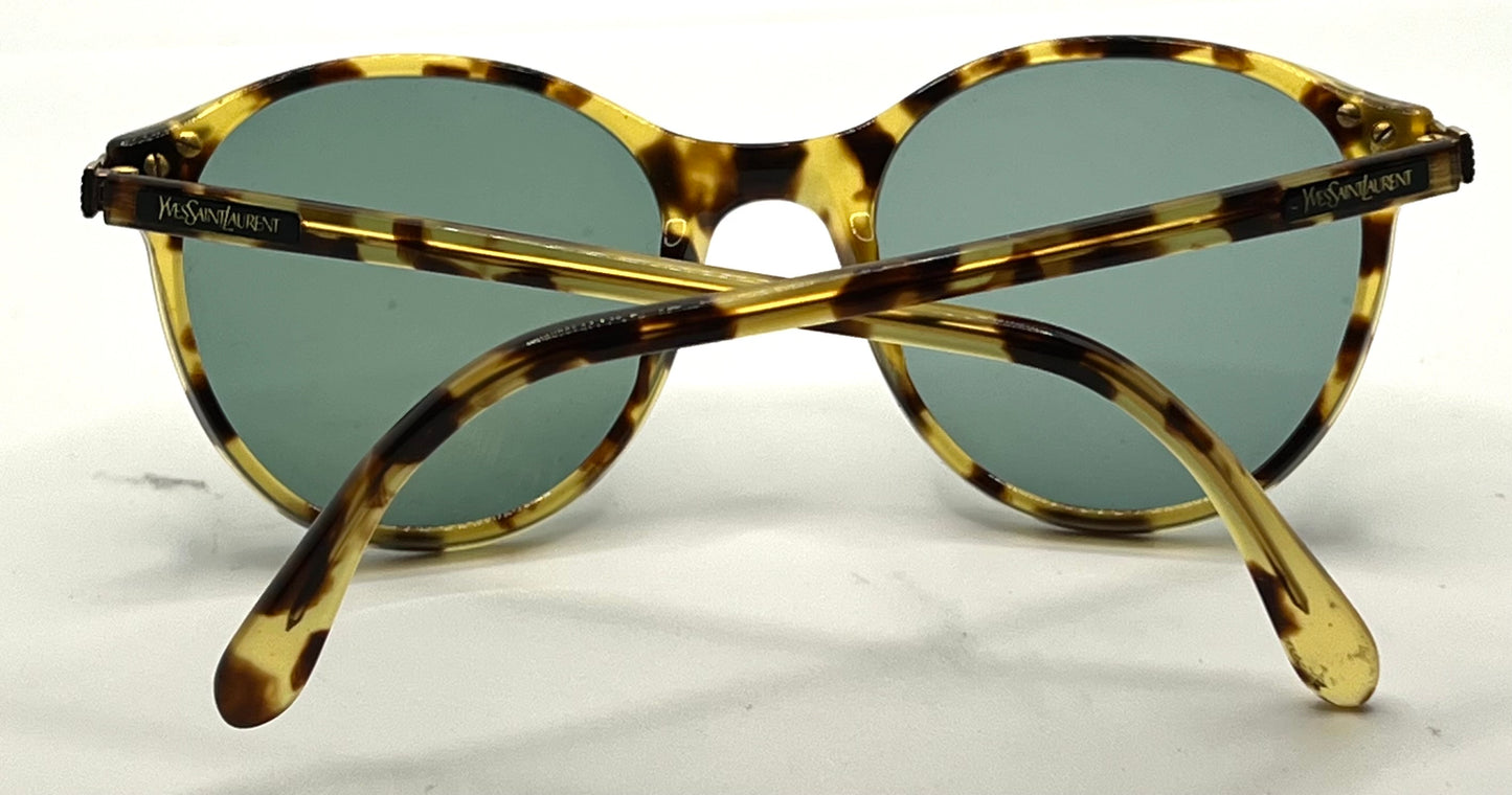 Yves Saint Laurent 5024 Tortoise Vintage Sunglasses w/New Solid Green Custom Lenses-Italy