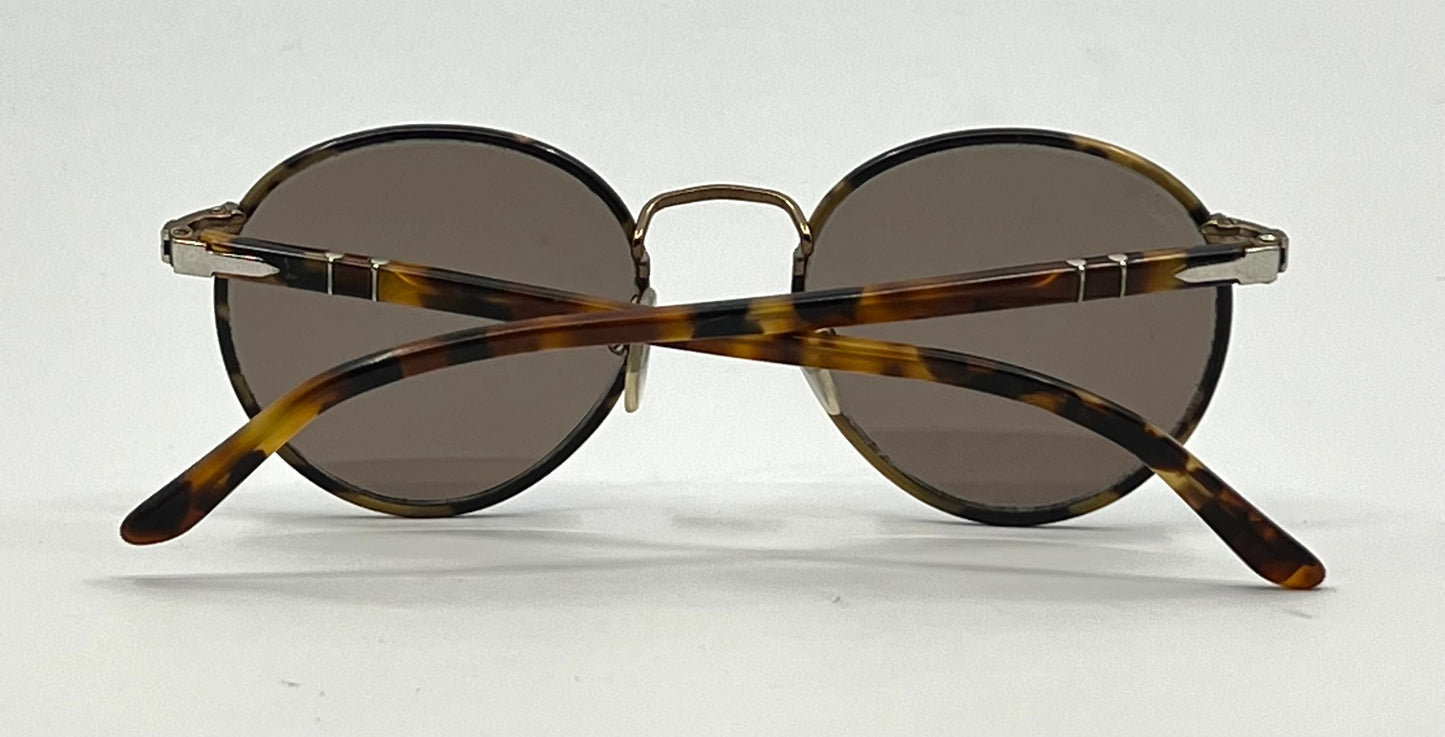 Persol 2422-S-J 1065/04 Brass & Tortoise Round Vintage Sunglasses – Made in Italy