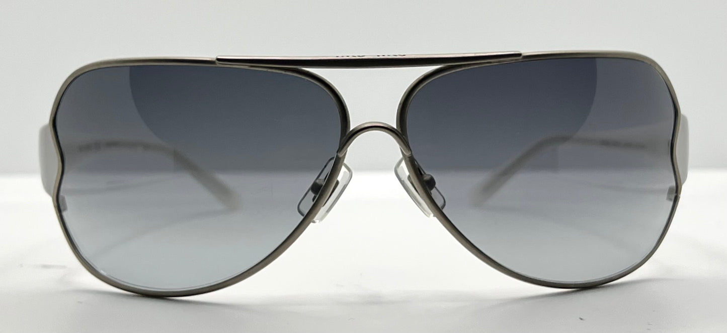 MIU MIU SMU55G 1AP-5D1 Oversized Shield Sunglasses-White Temples-68mm-Full Kit-New/Unworn