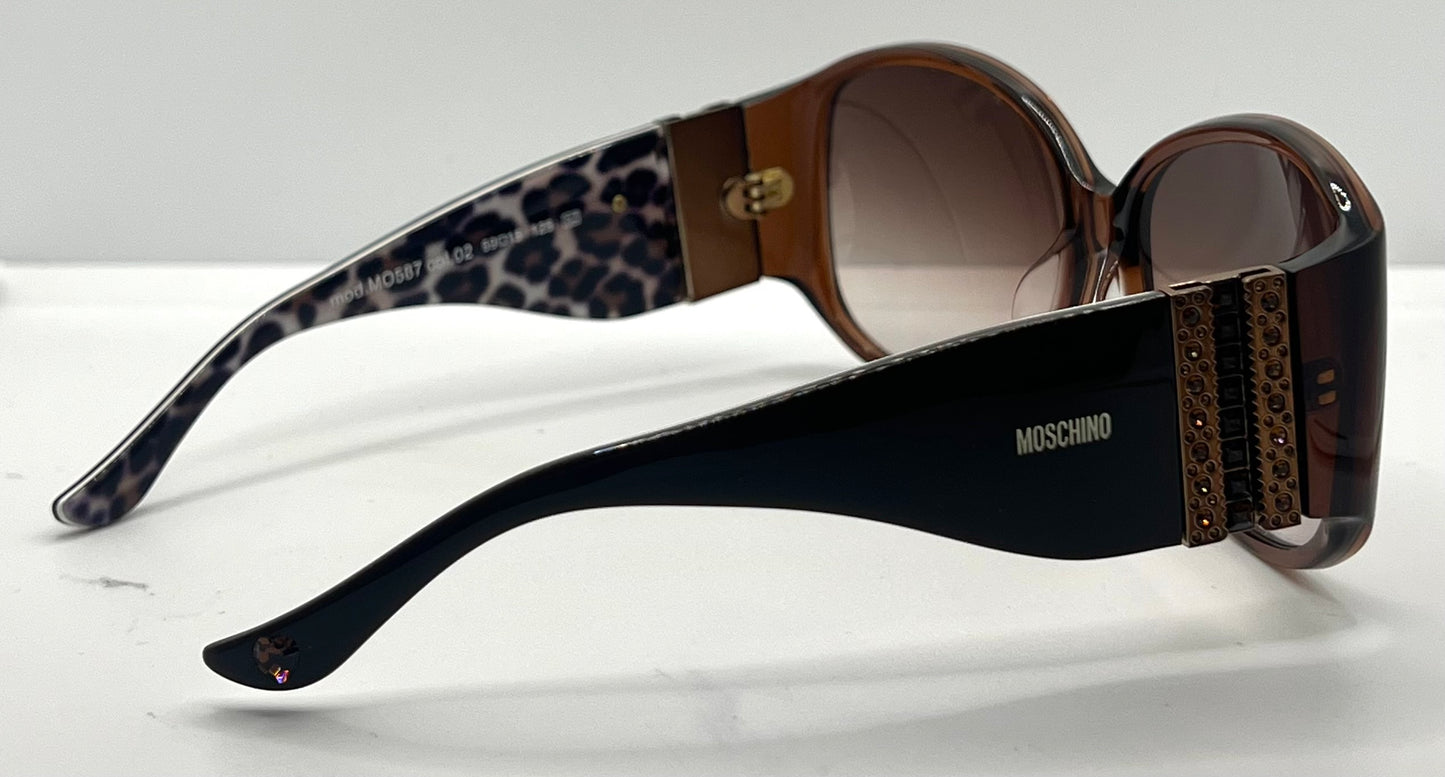 Moschino MO587 02 Y2K Vintage Wrap Sunglasses-Studded Leopard-59mm– Deadstock/Unworn-Full Kit