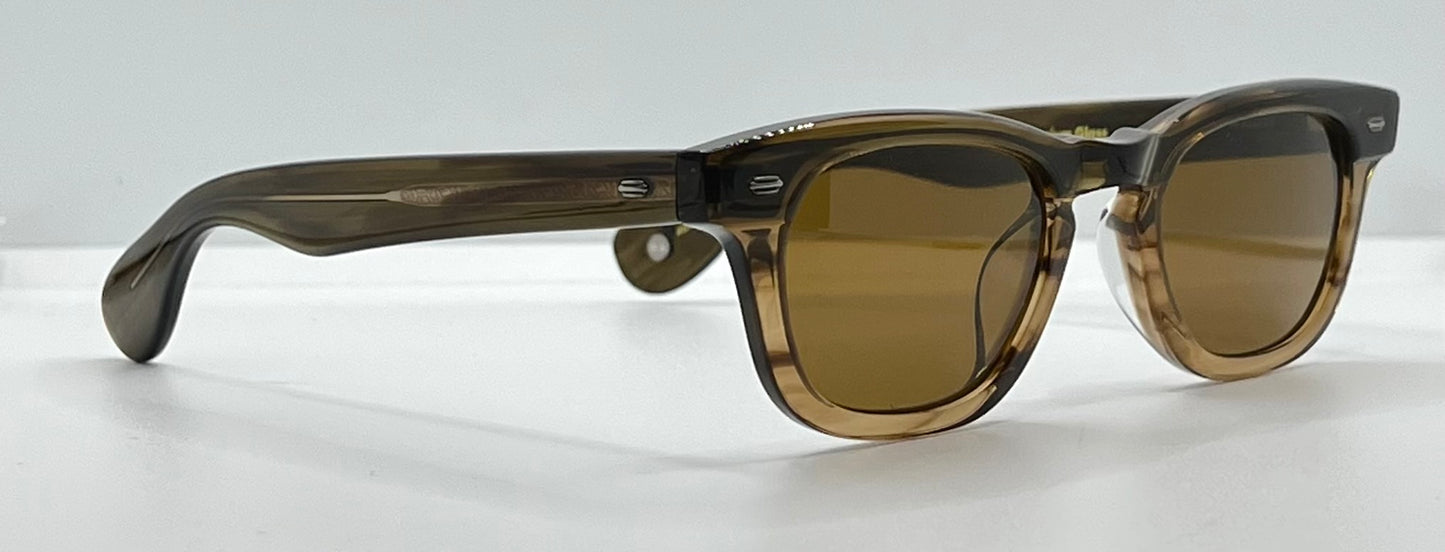 Garrett Leight LO-B BAMF 46-23 Premium Glass Sunglasses-Brown Fade – Full Kit-New