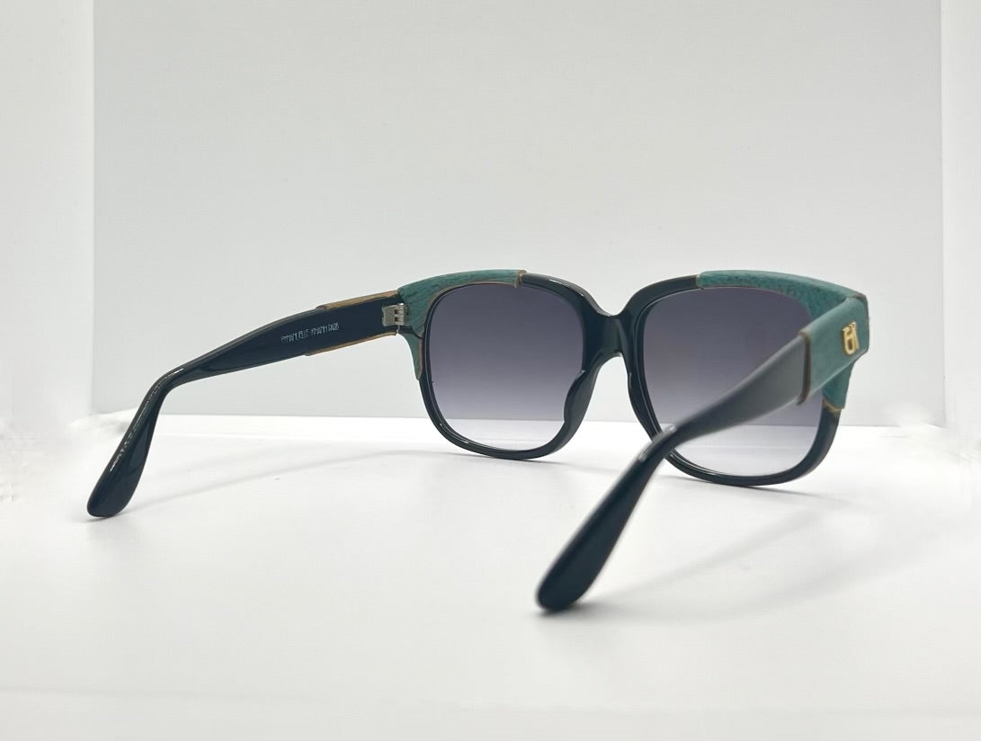 Vintage Emmanuelle Khanh 8980 RQ 16V Sunglasses – Green Ostrich Detail – France