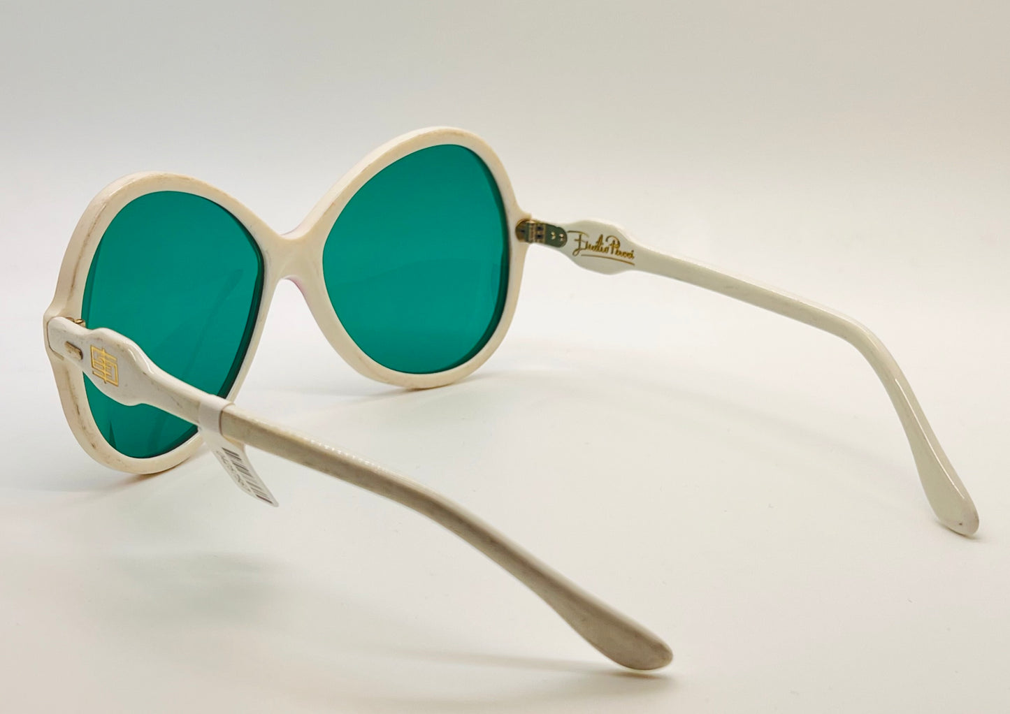 Vintage 1970s Emilio Pucci Sunglasses - Pearl White, Lavender Accents, Lagoon Green Lenses