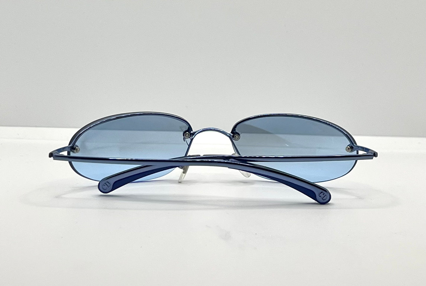 Christian Dior Minimotard 56B Blue Oval Rimless Sunglasses-Vintage Y2K-Unworn
