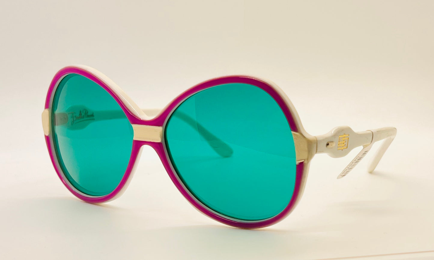Vintage 1970s Emilio Pucci Sunglasses - Pearl White, Lavender Accents, Lagoon Green Lenses