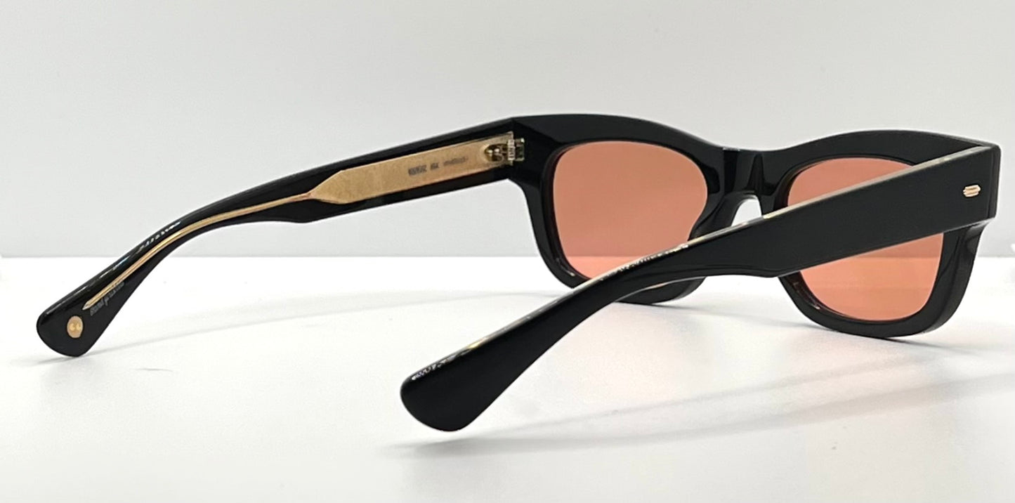 Garrett Leight California Optical WOZ BK Sunglasses–Black Frame-Cherry Tinted Lenses– Brand New-Full Kit