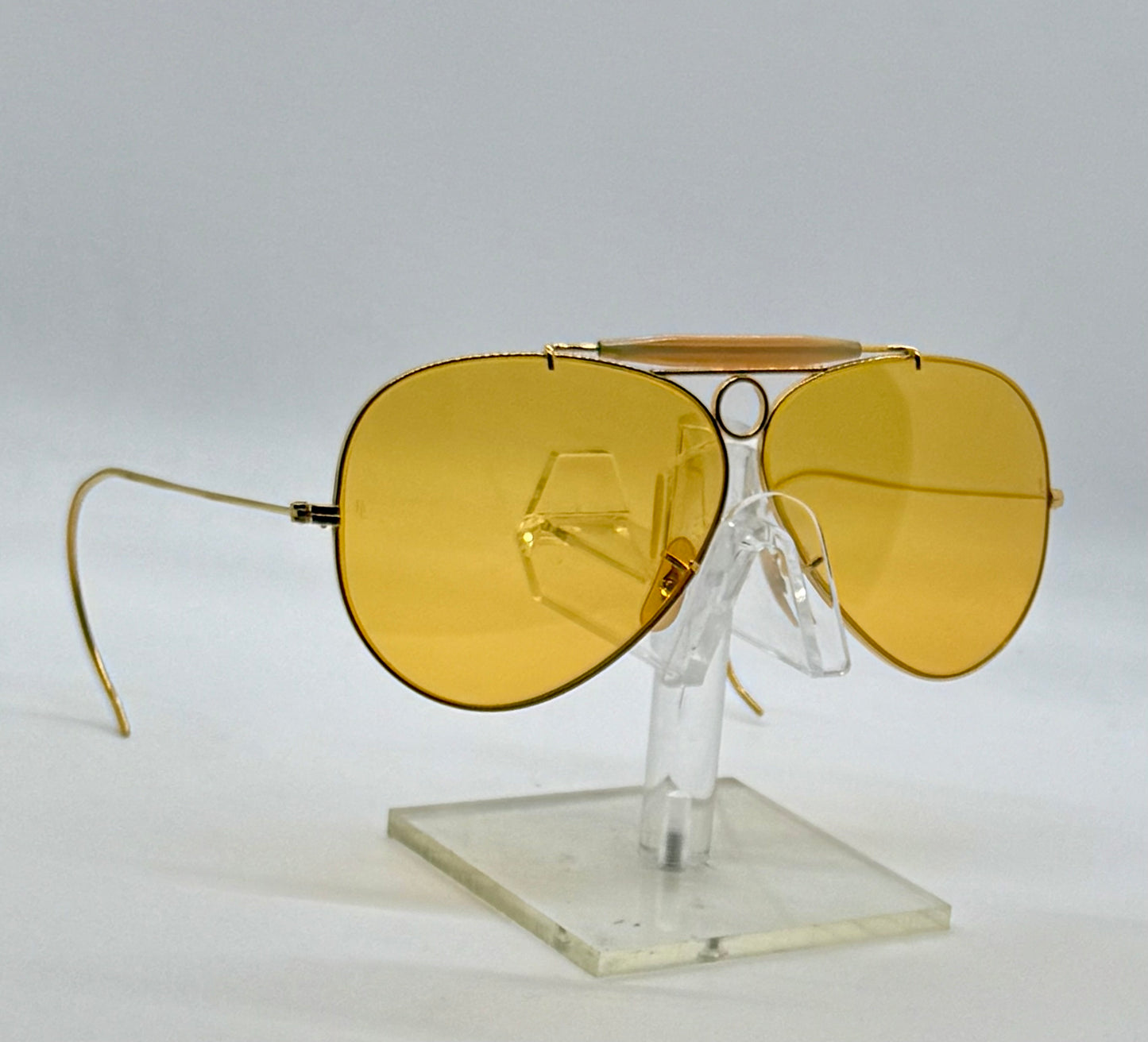 B&L Ray-Ban Shooter Arista Gold 62-8 Ambermatic USA Vintage Sunglasses Case