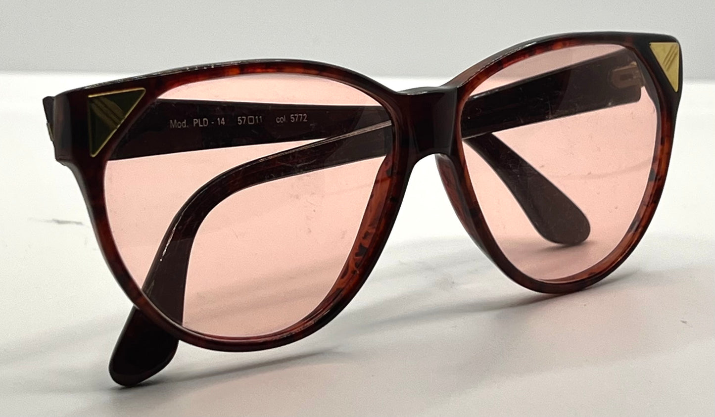 Galileo PLD-14 Vintage Sunglasses w/New, Pink Tint Custom Lenses-57mm-Italy-Unworn