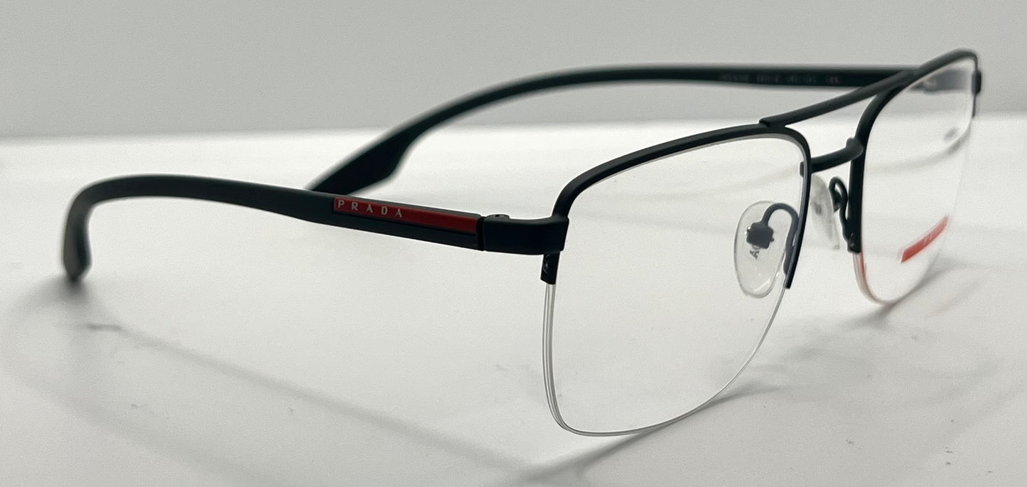 Prada VPS 51M 55-19-145 Black Red Half-Rim Glasses Made in Italy-New