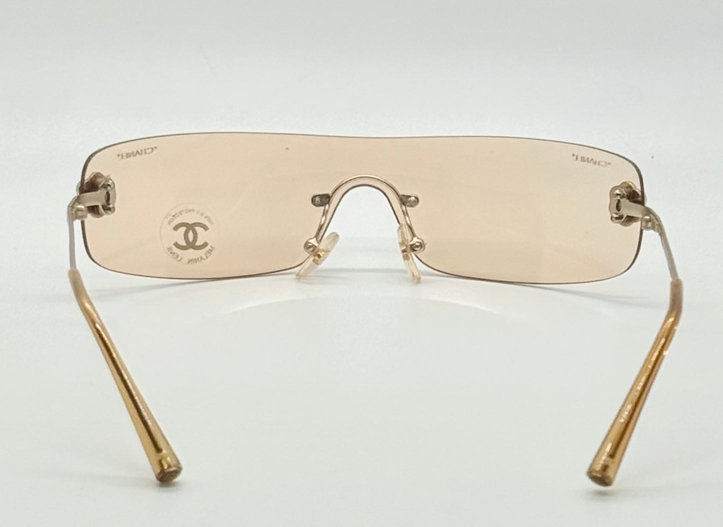 CHANEL 4086 C.124/60 Silver Shield Rimless Sunglasses – Vintage Deadstock – Made in Italy