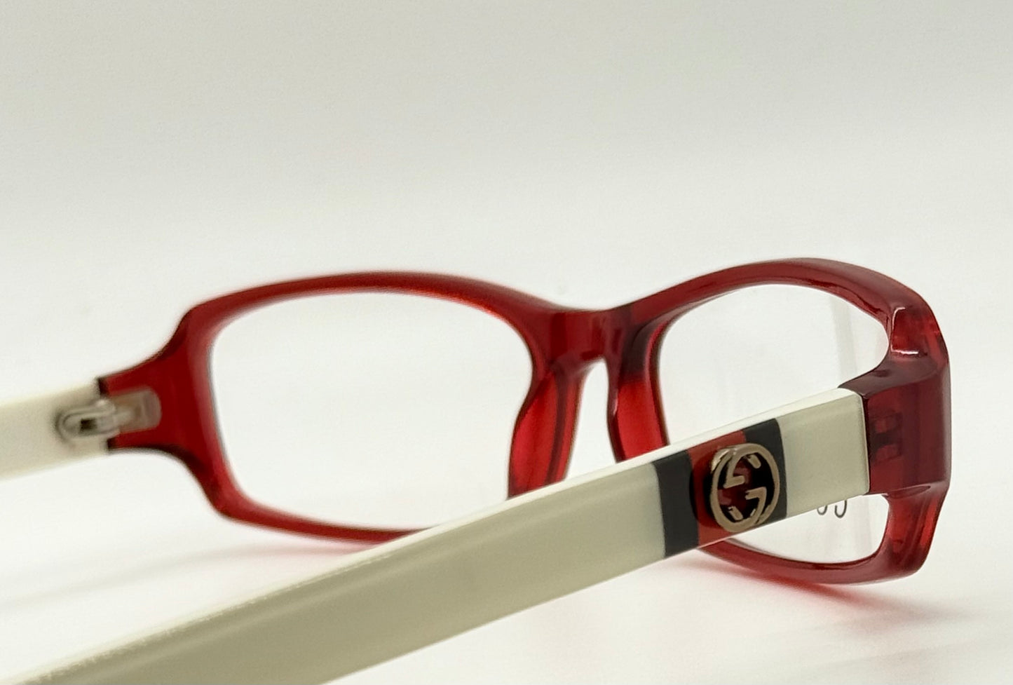 Gucci Gg 2568 Pr6 Red & Ivory Rectangular Eyeglasses-Vintage|Deadstock-Italy