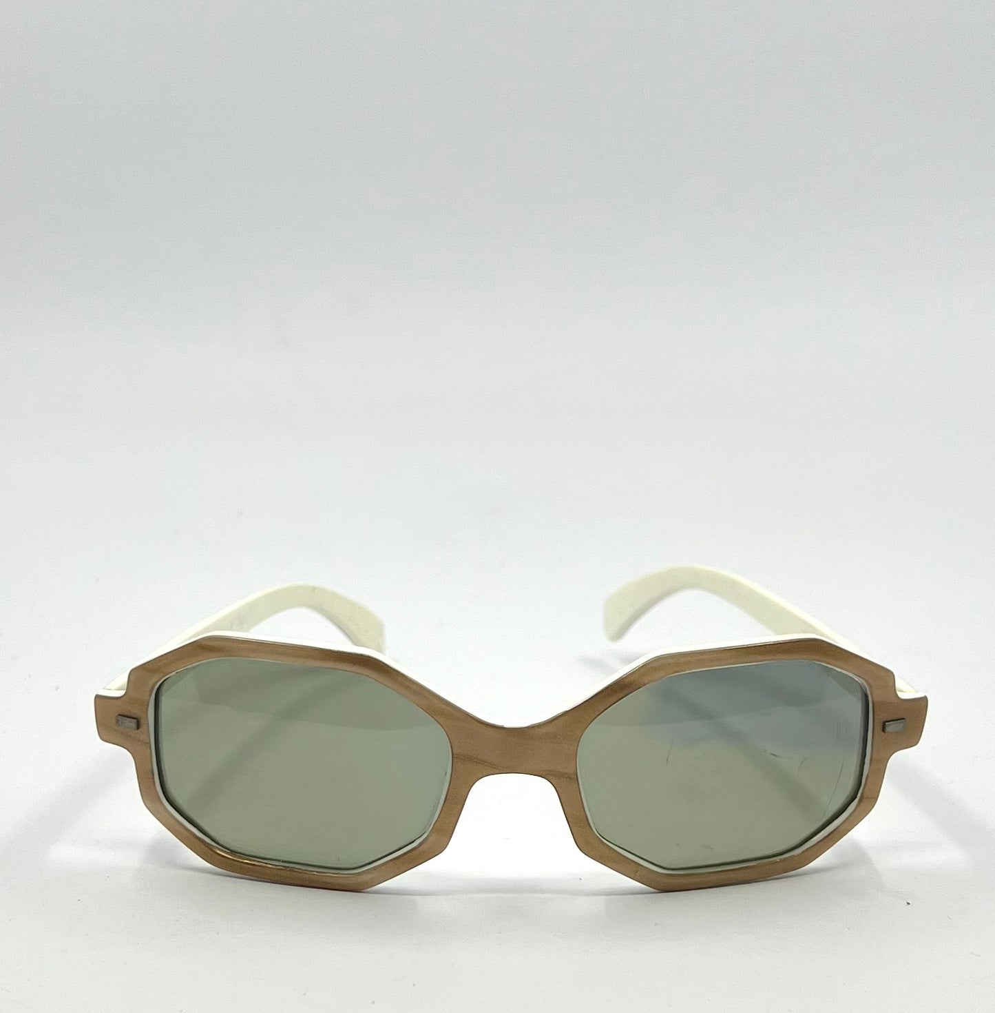 Vintage Bonjour Cool-Ray® Polaroid® 160 Octagonal Sunglasses – White/Woodgrain – Preloved