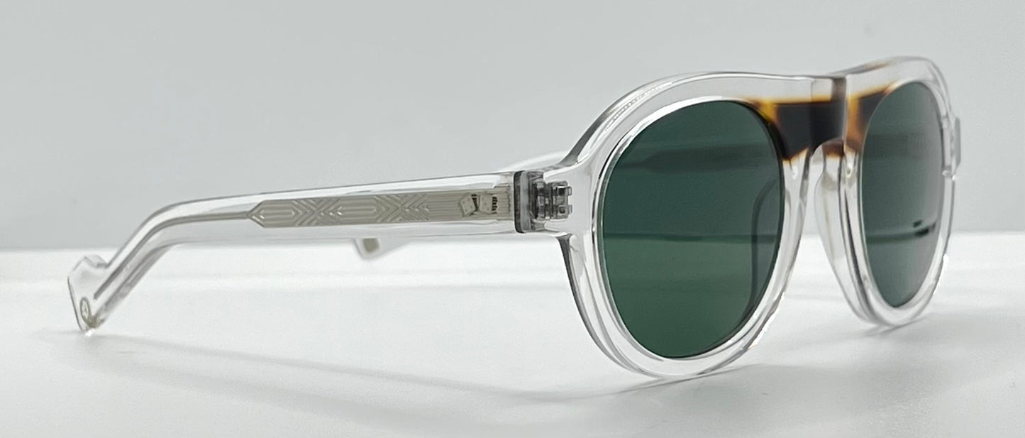 ENTOURAGE OF 7 “DECKER”-CRYSTAL & TORTOISE-GREEN LENS-BRAND NEW / UNWORN-FULL KIT