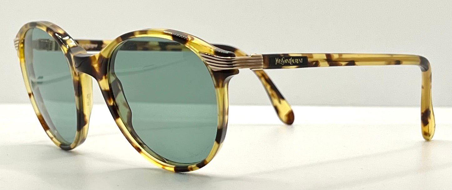 Yves Saint Laurent 5024 Tortoise Vintage Sunglasses w/New Solid Green Custom Lenses-Italy