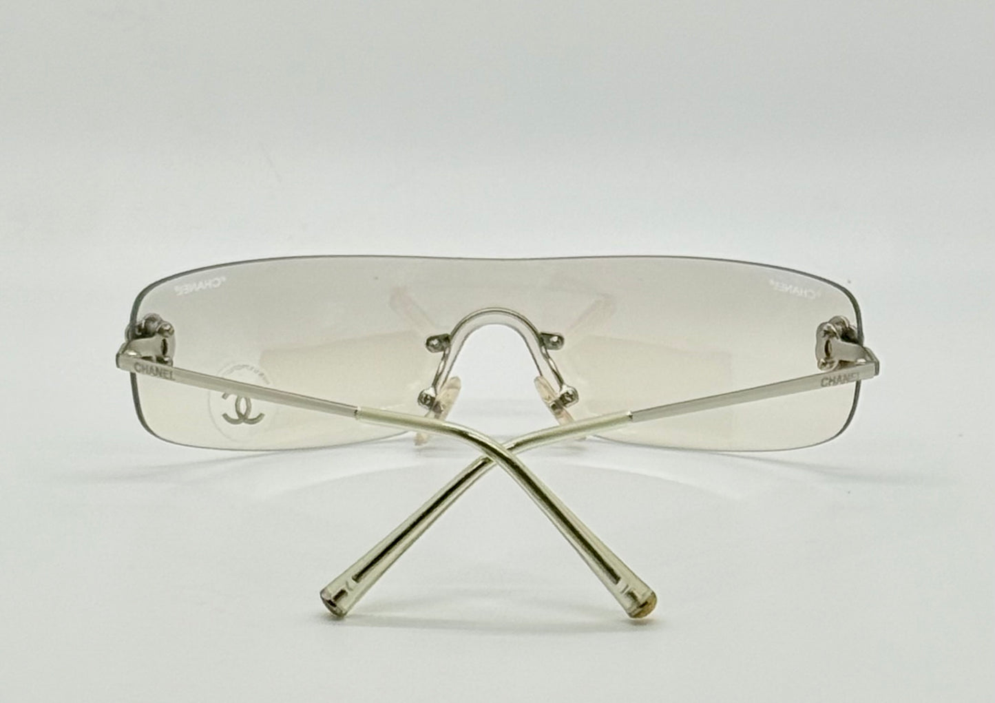Chanel 4086 C.124/6Y Vintage Shield Sunglasses – Deadstock/Unworn-Camellia Silver