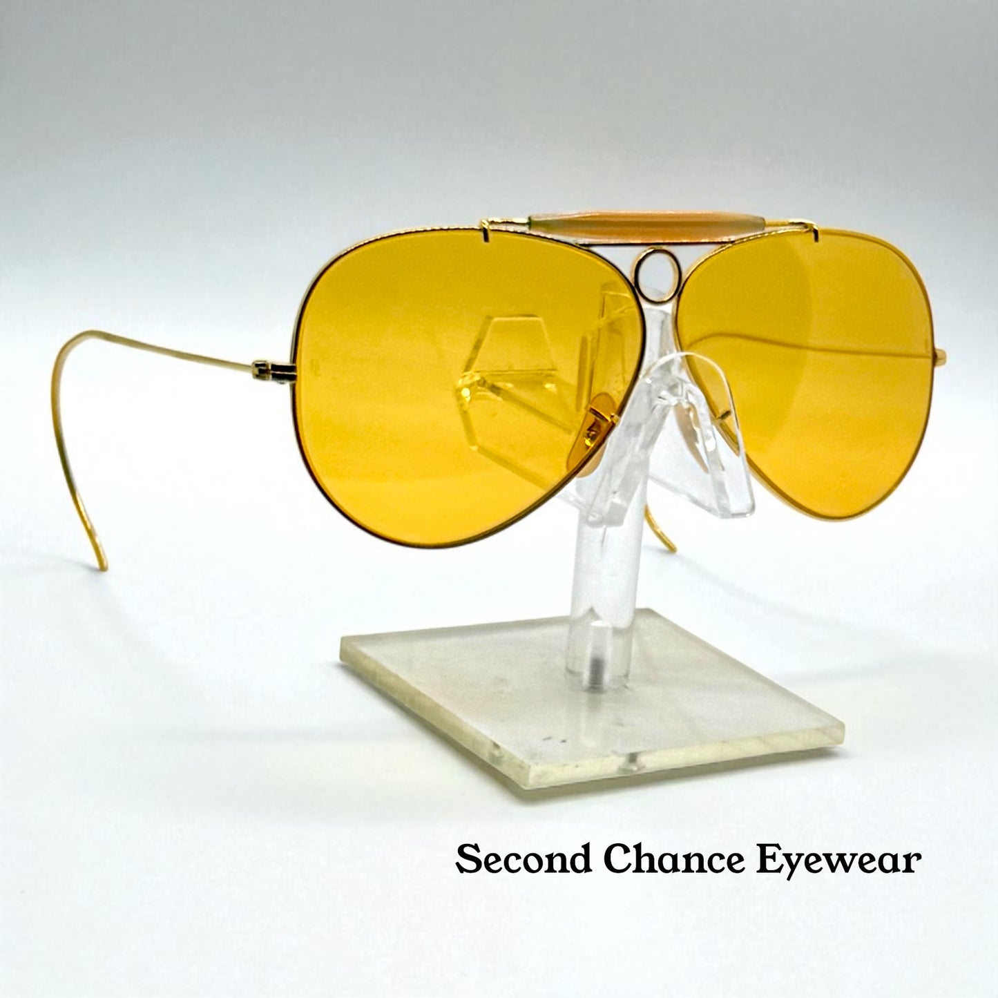 B&L Ray-Ban Shooter Arista Gold 62-8 Ambermatic USA Vintage Sunglasses Case