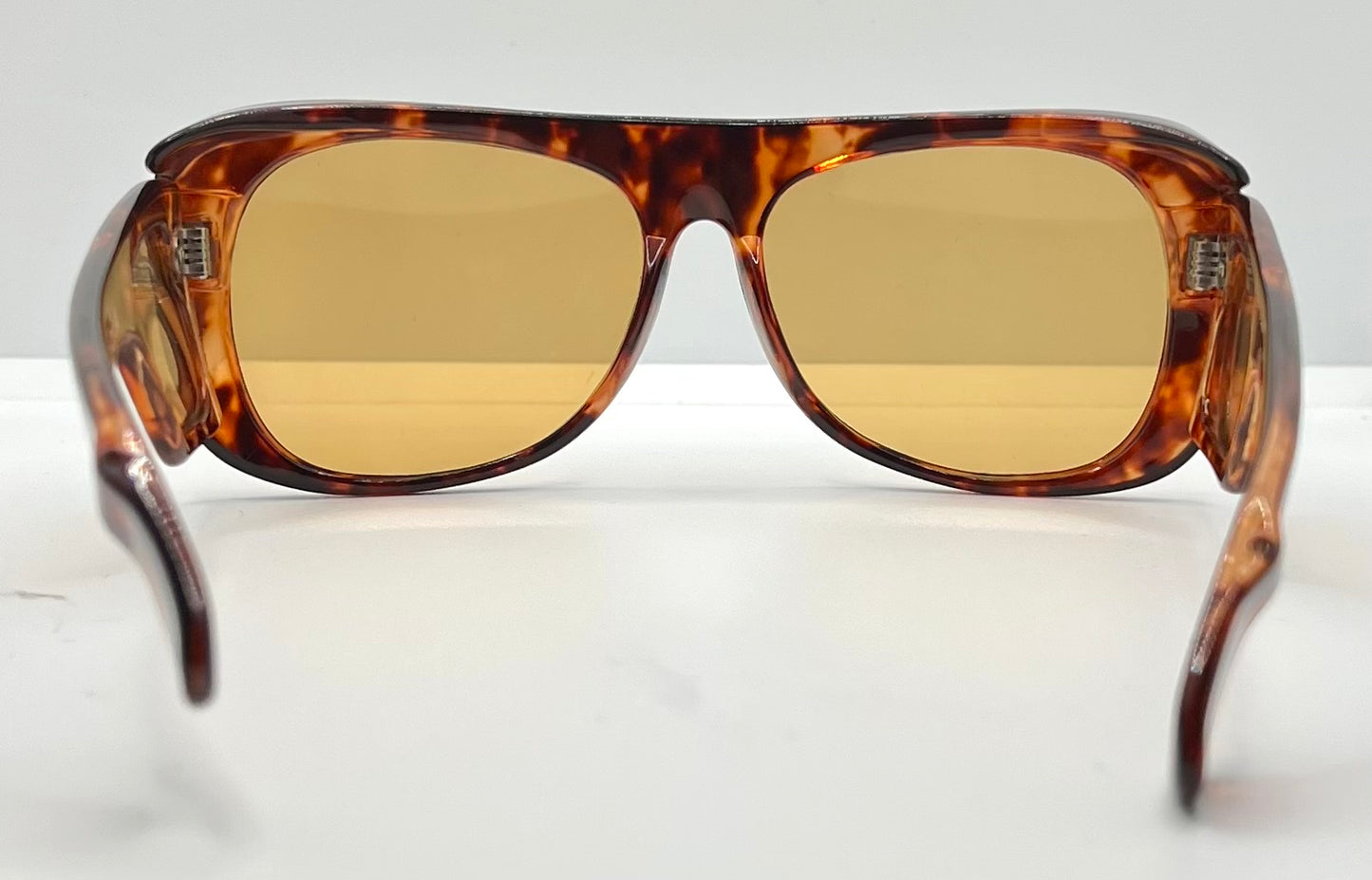 DUCAL VINTAGE Glacier Tortoise SHIELD Sunglasses ALL w/New Amber CUSTOM Lenses-60mm-Japan