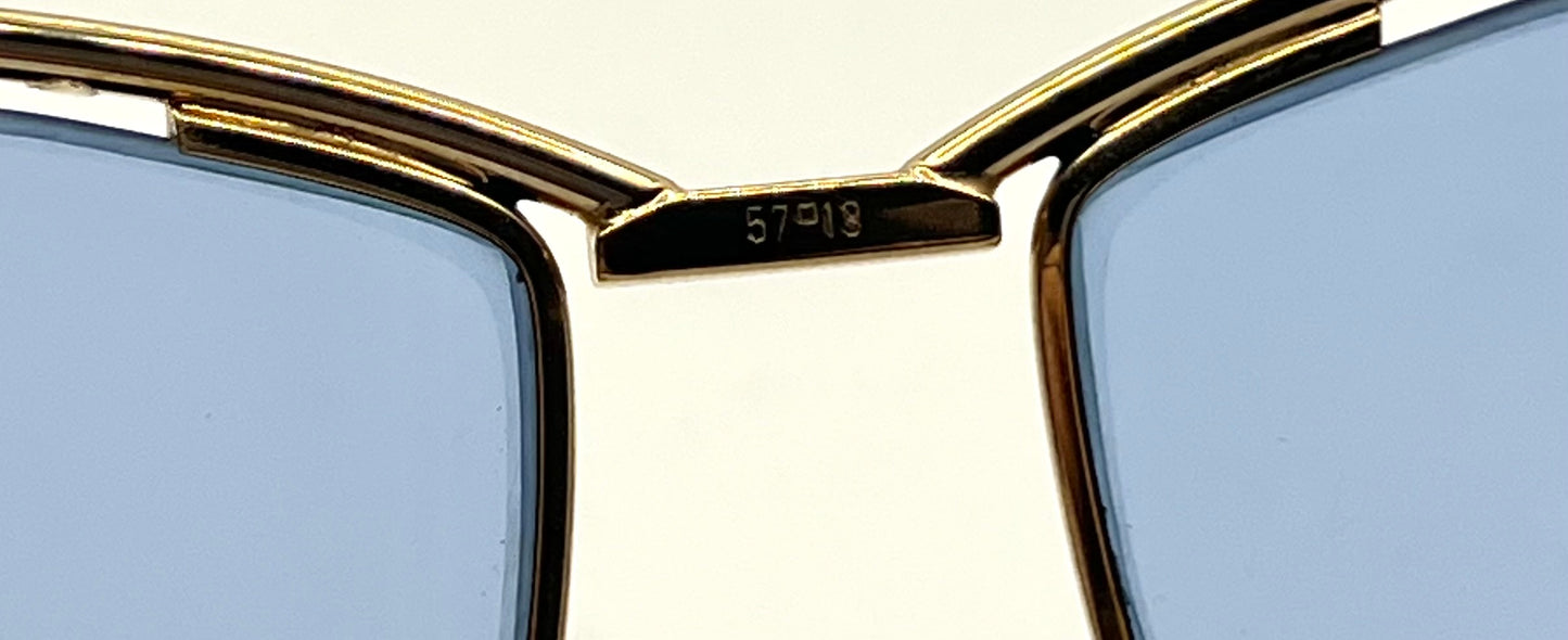 Silhouette V6050 Vintage Gold Sunglasses w/New Solid Blue Custom Lenses-57mm-Austria