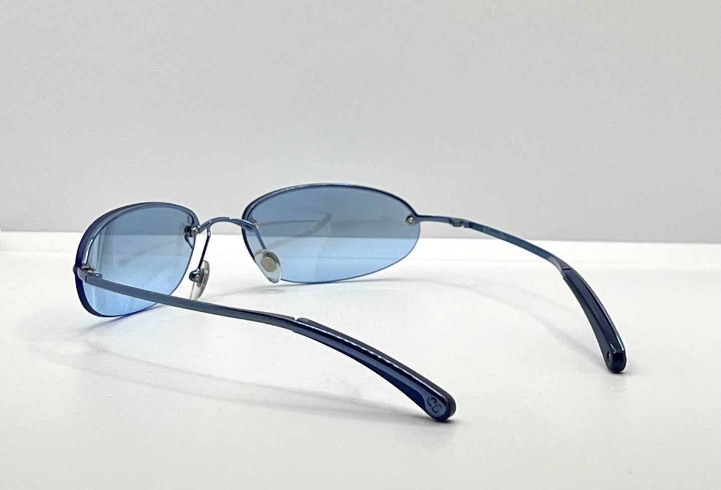 Christian Dior Minimotard 56B Blue Oval Rimless Sunglasses-Vintage Y2K-Unworn
