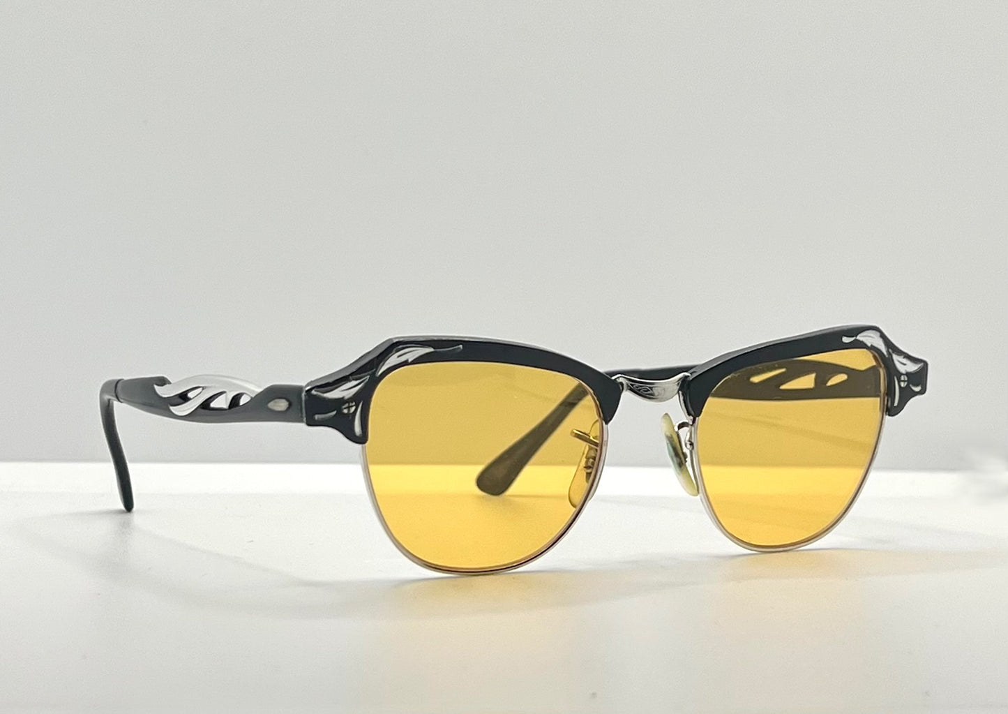 B&L 1/10 12K GF 20-46 Clubmaster-Style Vintage Sunglasses w/New, Custom Solid Persimmon Lenses