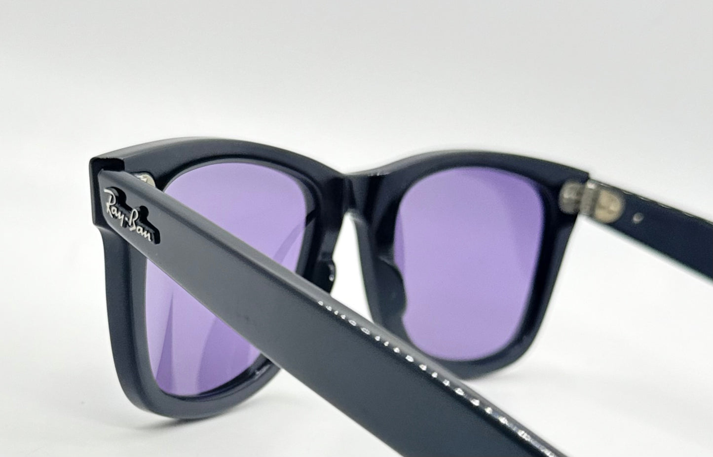 Ray-Ban RB5121 2000 Wayfarer Black w/ New Light Purple Custom Lenses–Full Kit