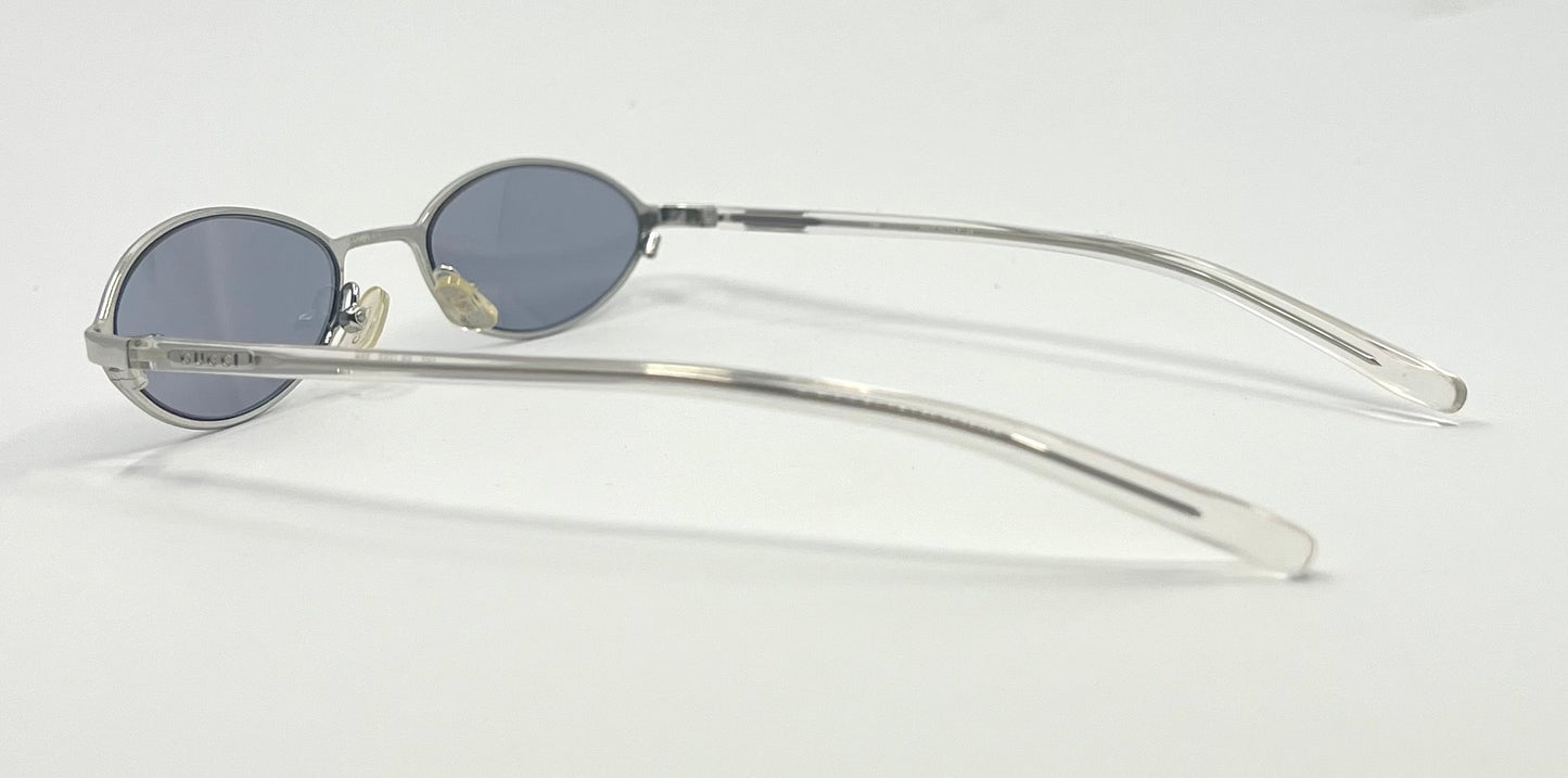 Gucci GG1608/S 8S7 Y2K Vintage Oval Sunglasses-New Solid Blue Tinted Custom Lenses
