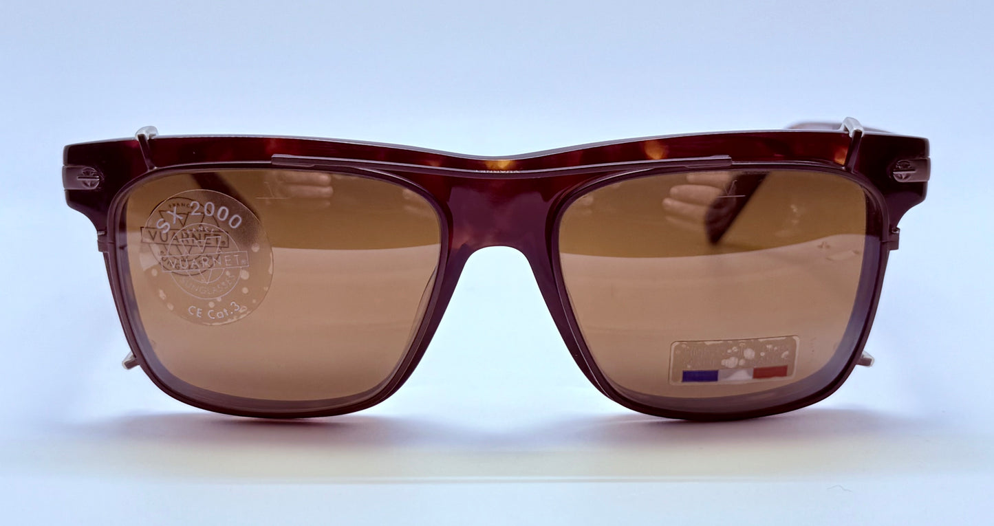 Brand New/Unworn Vuarnet VL1404 0002 Sunglasses – Dark Tortoise with SX2000 Clip-On Lenses