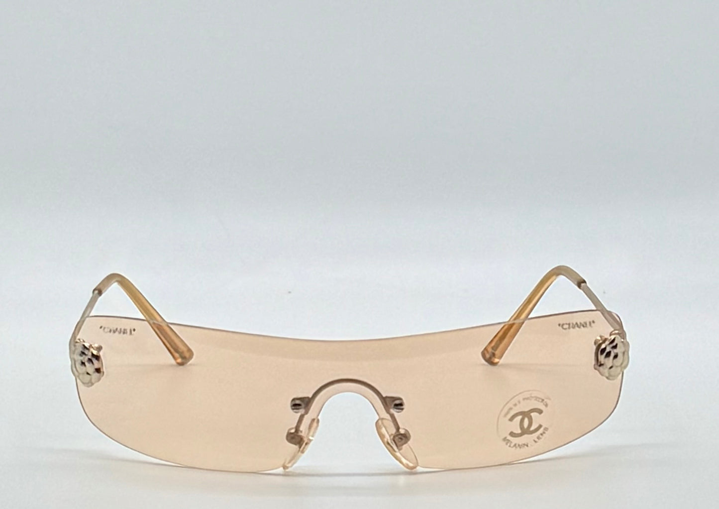 CHANEL 4086 C.124/60 Silver Shield Rimless Sunglasses – Vintage Deadstock – Made in Italy